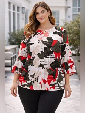 Calvin Klein Floral Blouse XL | Plus Size Lightweight Top Elegant